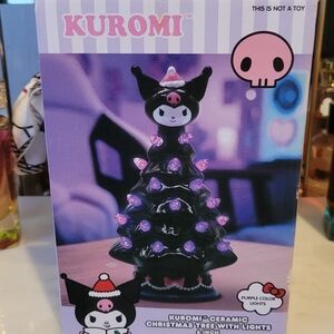 Hello Kitty Kuromi Ceramic Christmas Tree with Lights - Black and Pink